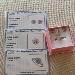 Elegant 18K Whitegold Natural Diamond Jewelry Set